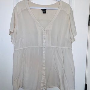 Torrid Cream Flowy Blouse